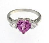 10kt Gold Pink & White Sapphire Heart Ring