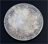 1890 AU Rainbow Toned Morgan Silver Dollar
