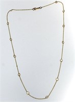 14kt Gold Genuine White Zircon 18" Necklace