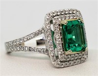 14kt Gold 3.78 ct Emerald & Diamond Ring