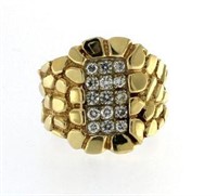 14kt Gold Men's Large Diamond Nugget Ring