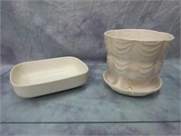 Hull Dish & Brush Pottery Planter Pot