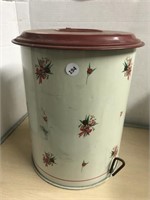 Vintage Working Trash Can With Green Pail Insert