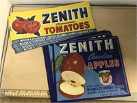 Zenith Apple (20) And Tomato (20) Labels Lot