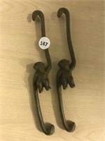 Pair Of Hanging Cast Iron Monkeys