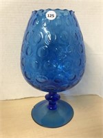 Large Blue Thumbprint Snifter Flower Vase