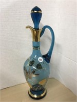 Vintage Bohemian Blue Glass Decanter