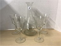 Hughes Cornflower Wine Jug & 4 Glasses