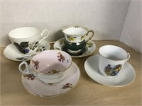 4 Assorted Teacups And Saucers