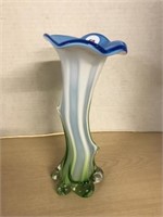 Blue, Green, White Glass Vase