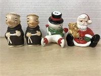 Monk And Christmas Salt And Pepper Shakers