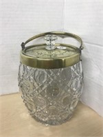 Brass & Cut Crystal Glass Biscuit Jar