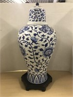 Blue And White Urn On Stand