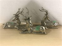 3 Decorative Silver Coloured Deer