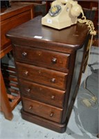 Antique cedar bedside chest of 4 drawers,