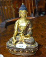 Asian gilt bronze seated Buddha,