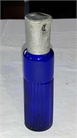 VINTAGE BLUE GLASS PERFUME BOTTLE HOLE IN TOP