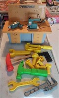 Plastic toy tools & Power Mite tool chest