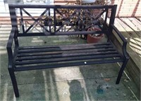 Black metal park bench