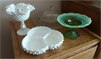 Depression platter, green opalescent candy tray