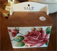 wall hanging salt box with wooden lid