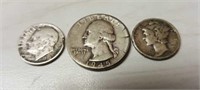 Silver Quarter 1945, Silver dime 1936 & 1952