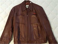 Burgundy leather men's jacket size 48
