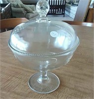 Vintage glass covered compote 10" tall