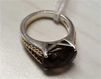 Sterling Ladies Ring with 18K Gold accents