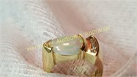 14K Gold Ladies ring with opal set & diamond chips