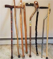 Walking canes, 4 complete 3 need handles