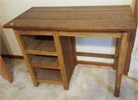 Wood desk homemade by Mr. Malone, heavy oak