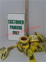 Metal customer parking only sign and 4 partial
