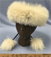 Arctic fox ear muffs/hat         (k 141)