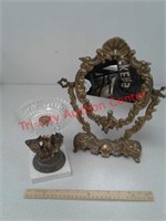 Crystal decorative holder with marble base and