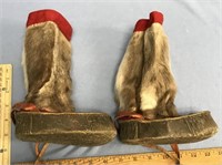 Pair of caribou hide and ugruk seal hide child muk
