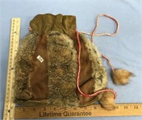 Leather and arctic squirrel purse           (j 108
