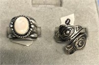 Lot of 2 silver rings: 1 is Tlingit style signed s