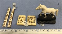 Ivory horse, very well done, 2" on hardwood base a