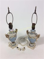 Pair Blue Based Lamps