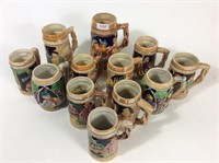 Lot of 12 Ornate Steins - Many Marked Japan