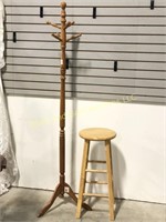 Sit Down and Hang It Up! Stool and Coat Rack