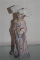 Lladro Figurine on a Woman w/ Cat