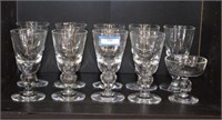 Nine Steuben Heavy Crystal Wine Glasses, and One