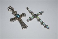 Two Sterling Silver Cross Pendants -