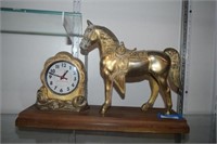 Vtg Horse Themed Westclox Clock Mounted