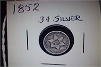 1852 Three-Cent Silver Coin