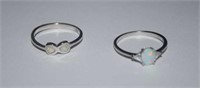 Two Sterling Silver Rings w/ Opals