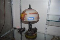 Reverse Painted Elephant Themed Table Lamp