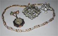 Vtg Hand Enameled Watch, Swarovski Necklace,